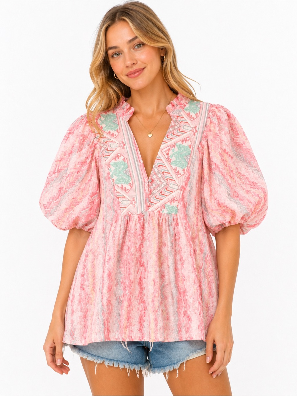 Sold 🌺 Umgee Boho Print Babydoll Blouse